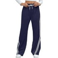 thumbnail image 1 of BRDFRL Y2K Vintage Track Pants Women Low Waist Side Striped Drawstring Straight Leg Loose Fit Joggers Navy M, 1 of 7