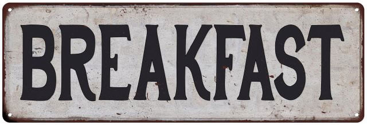 BREAKFAST Vintage Look Rustic 6x18 Metal Sign Chic Retro