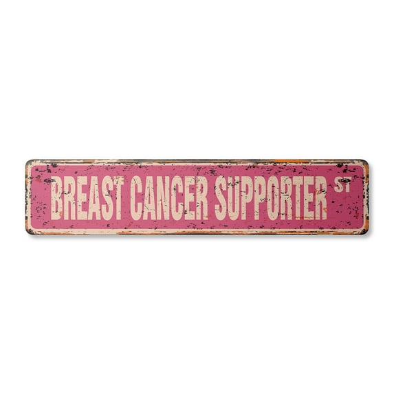 BREAST CANCER SUPPORTER Vintage Aluminum Street Sign Susan G Koman for the rustic metal tin | Indoor/Outdoor | 24" Wide