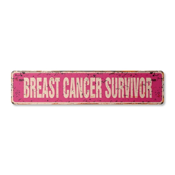 BREAST CANCER SURVIVOR Vintage Aluminum Street Sign strong woman surgery scars warriors rustic metal tin | Indoor/Outdoor |  24" Wide