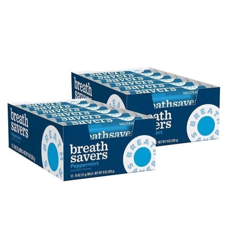 BREATH SAVERS Peppermint Sugar Free Breath Mints Rolls, 0.75 oz (24 Count)
