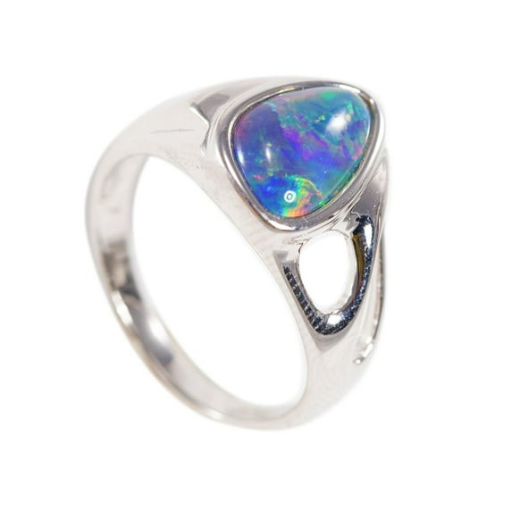 BREATHTAKING SURPRISE STERLING SILVER AUSTRALIAN BLACK OPAL RING