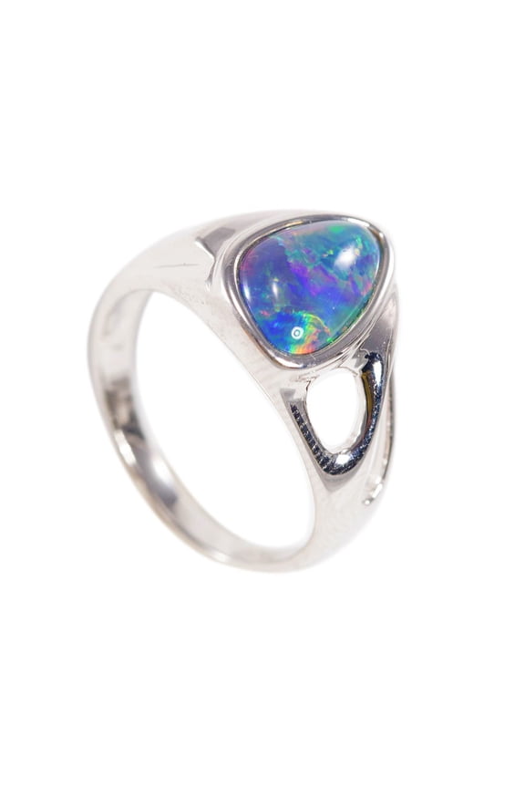 BREATHTAKING SURPRISE STERLING SILVER AUSTRALIAN BLACK OPAL RING