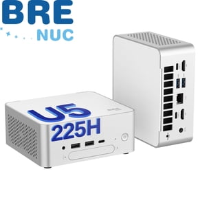 BREC Mini PC Intel Core Ultra 5-225H 64GB DDR5 RAM, 1TB NVMe SSD, white workstation USB 4.0 Wi-Fi 6E Bluetooth 5.3 VESA