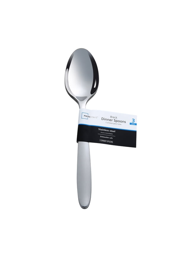 Breck Stainless Steel Adult Dinner Spoon, 3-Piece Set, Silver