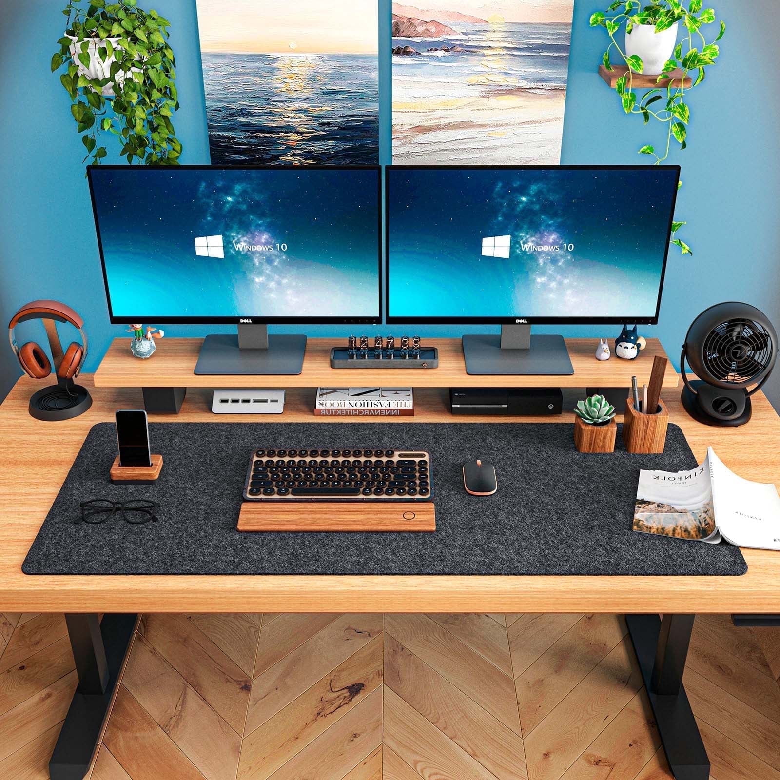 BREENHILL Felt Desk Pad, 40" x 15.75" Dark Gray Large Anti-slip Desk Mat Mouse Pad Keyboard Mat for Office Home