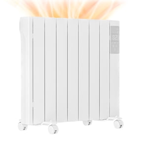 BREEZEHEAT 1500W aluminum space heater Electric Wall/Freestanding Radiator/LED Display, Adjustable Thermostat, Timer & Safety Protection for Indoor Use in Living Room/Bedroom