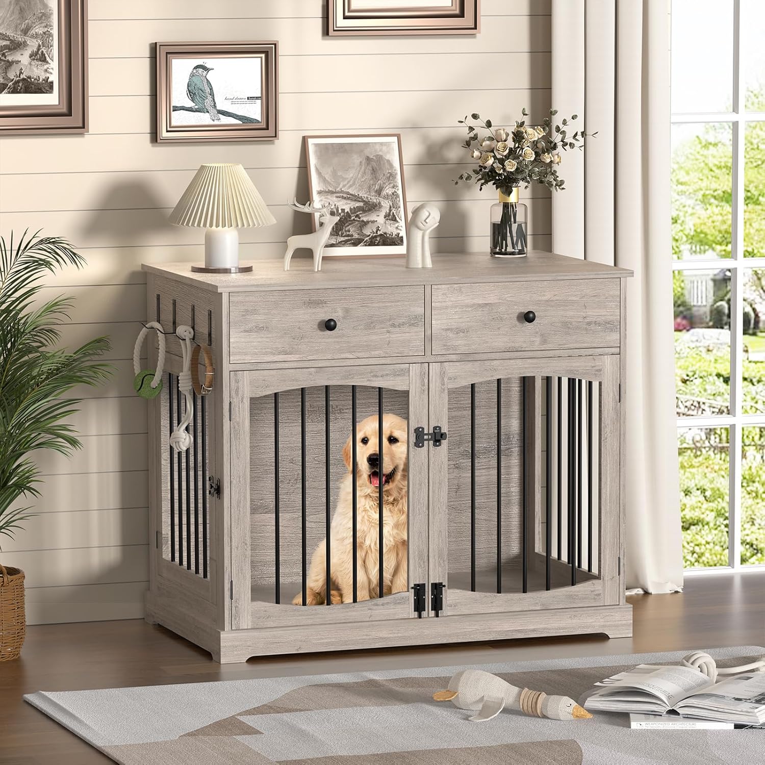 BREEZEHEAT 40 inch Dog Crate Furniture-Dog Kennel with Drawers-End ...