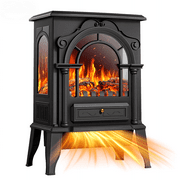 BREEZEHEAT 500 Sq Ft 16" Electric Fireplace Stove with 3-Sided View
