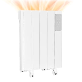 BREEZEHEAT 800W Panel Heater - Electric Wall/Freestanding Aluminium Radiator/LED Display, Adjustable Thermostat, Timer & Safety Protection for Indoor Use in Living Room/Bedroom