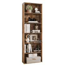 BREEZEHEAT Bookshelves Floor Standing 6 Tier 70in Tall 21.85in wide for Home Office, Black