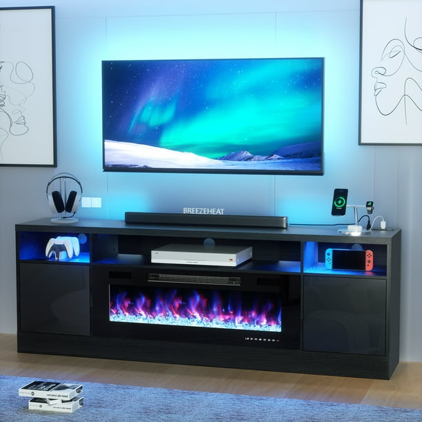 BREEZEHEAT Electric Fireplace TV Stand70 inch TV Stand with 36" Electric FireplaceLiving Room