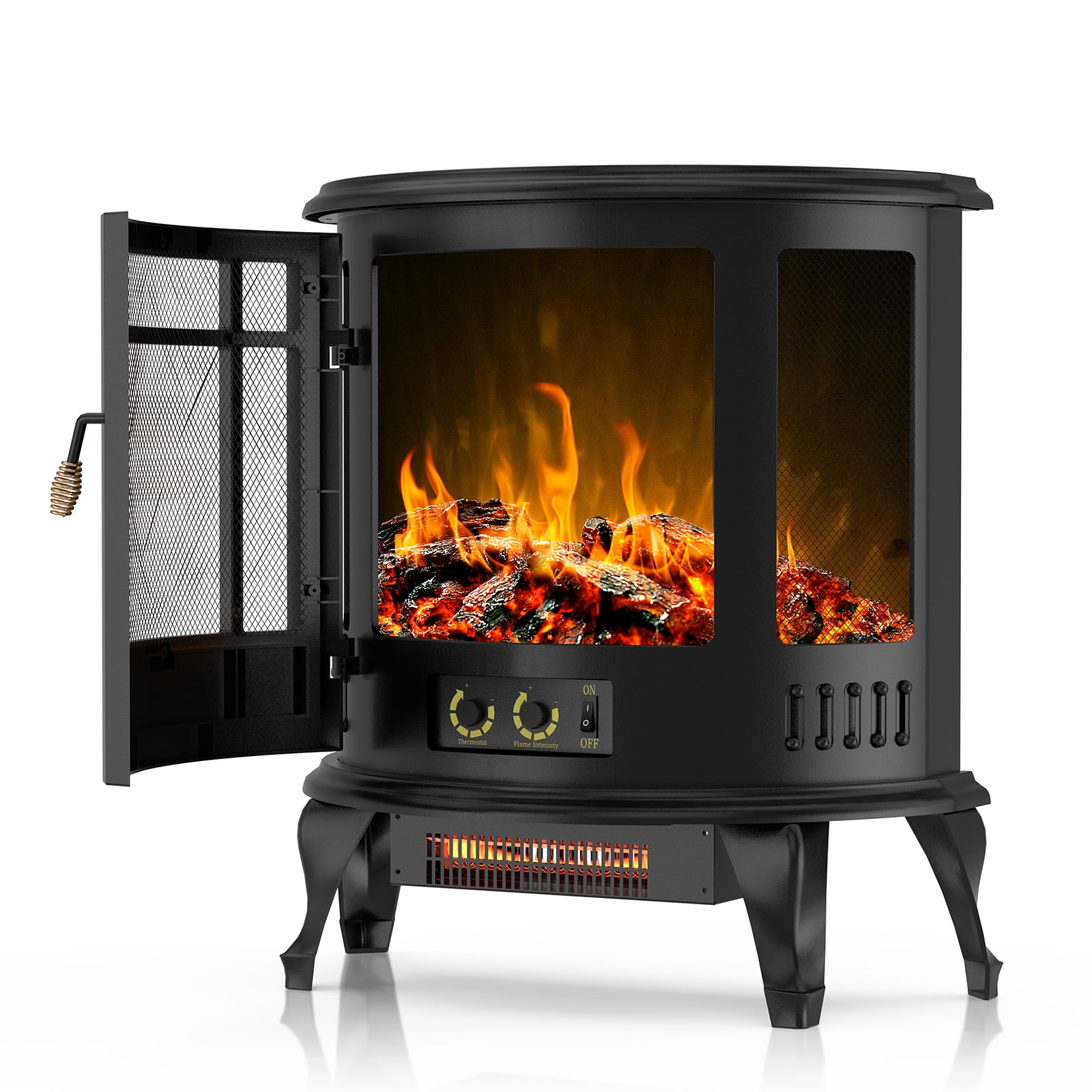 BREEZEHEAT Infrared Heating Electric Fireplace Stove, Freestanding