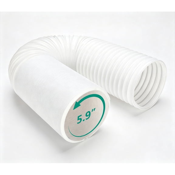 BREEZHOU Portable Air Conditioner Exhaust Hose 5.9 inch Diameter, Universal Flexible Counterclockwise Replacement Vent Hose, 80 Inch Extended Length for Portable AC Units