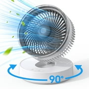 Breezome Desk Fans,90° Oscillating Air Circulator,4 Speeds,50ft Powerful Airflow,Oil Diffuser,Portable Fan for Bedroom, Office, Camping with 4000mAh Rechargeable Battery