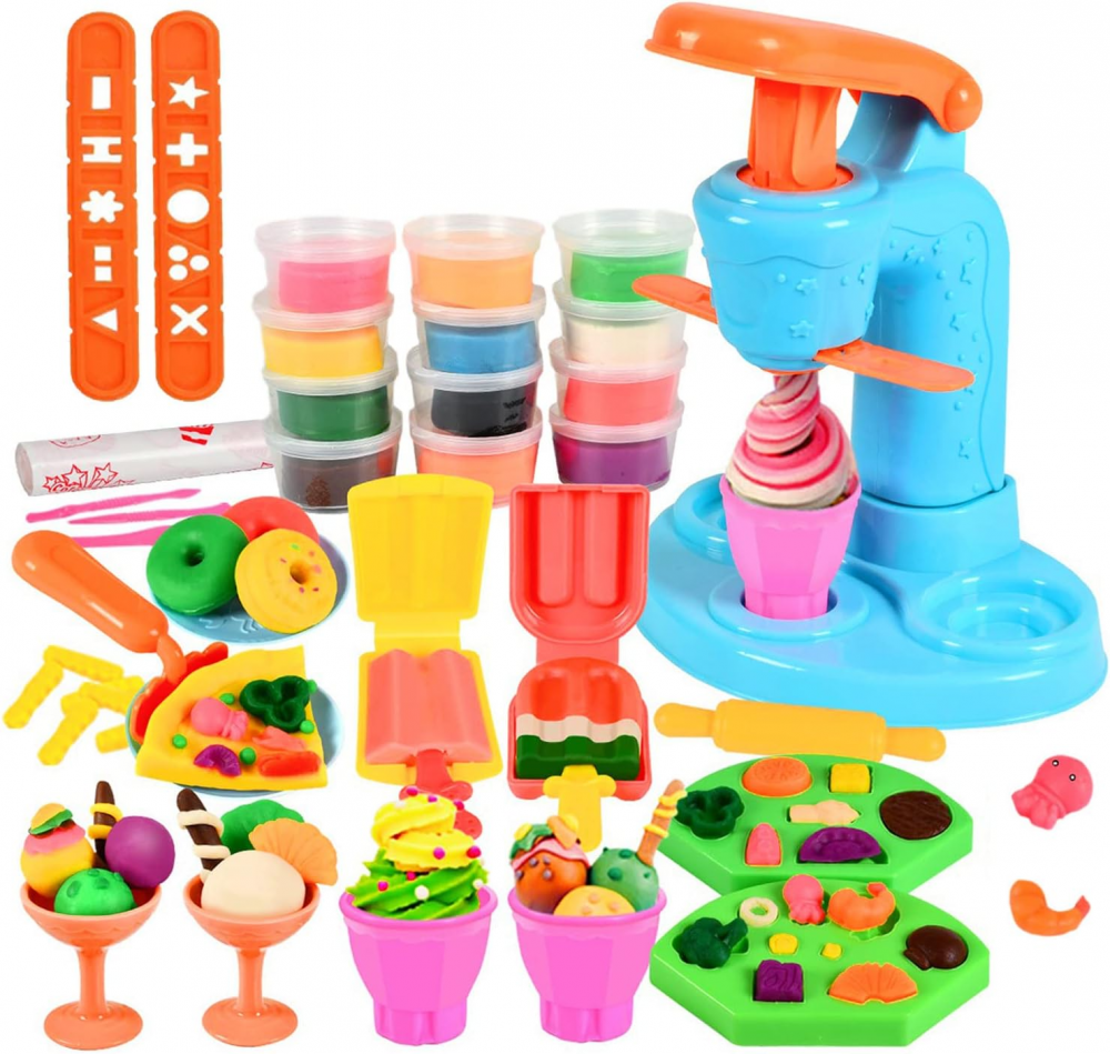 BREIS Play Dough for Kids, Dear Deer 34 Pcs Kids Ice Cream Maker