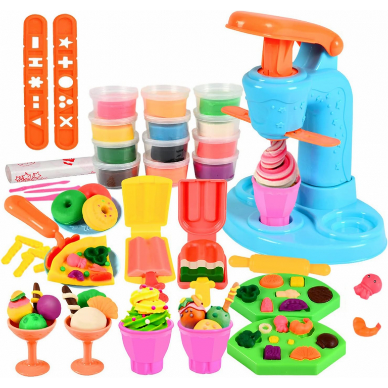 BREIS Play Dough for Kids, Dear Deer 34 Pcs Kids Ice Cream Maker Playdough  Sets Ice Cream Maker Machine Play Dough Tools with 12 Clay Dough, 3 4 6 8  Years Old