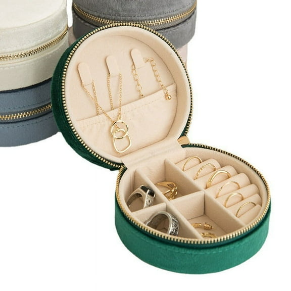 BREIS Plush Velvet Travel Jewelry Box Organizer, Mini Jewelry Travel Case Jewelry Travel Organizer Travel Jewelry Organizer, Small Jewelry Box Travel Jewelry Travel Box for Women, Pearl Green