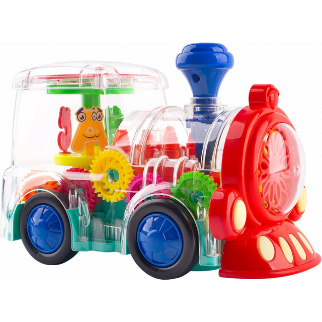 BREIS Transparent Electric Gear Train Toy with Flashing Lights and