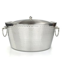 BREKX Anchored Model Hammered Steel Insulated Wine Ice Bucket with Lid - 14" D x 6.75" H