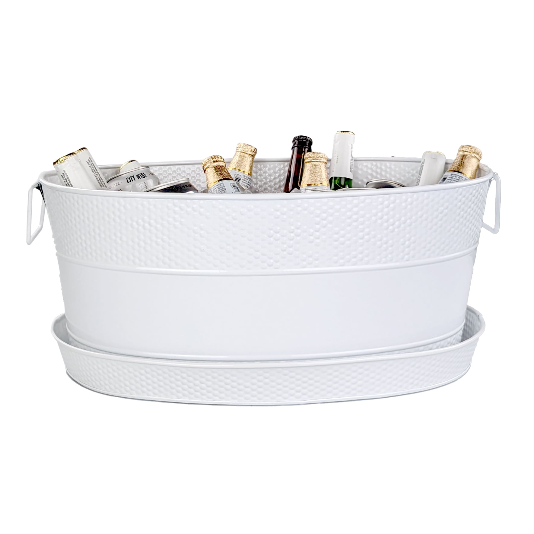 Aspen White Galvanized Steel Beverage Tub with Tray