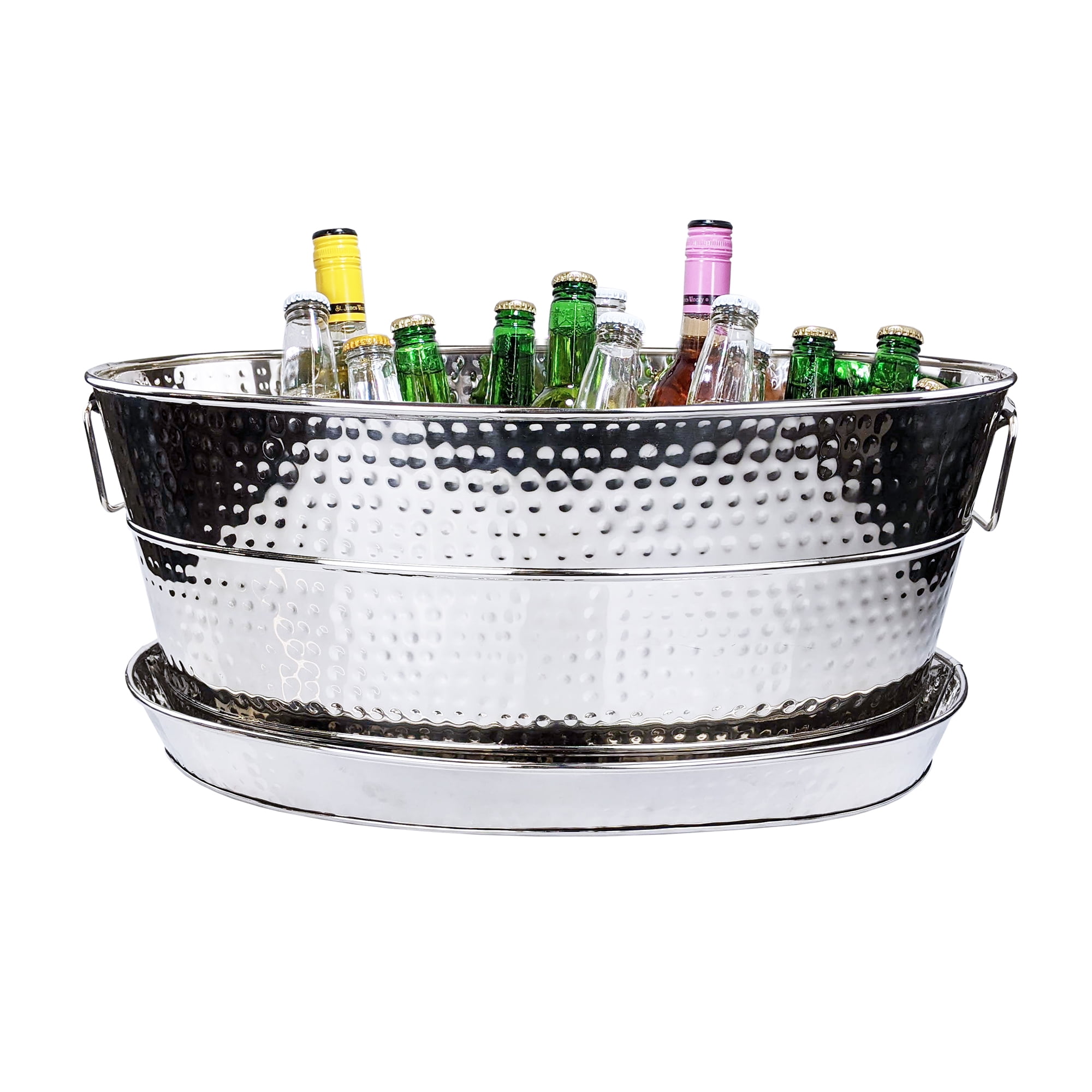 BREKX Aspen Beverage Tub with Serving Tray in Stainless Steel for