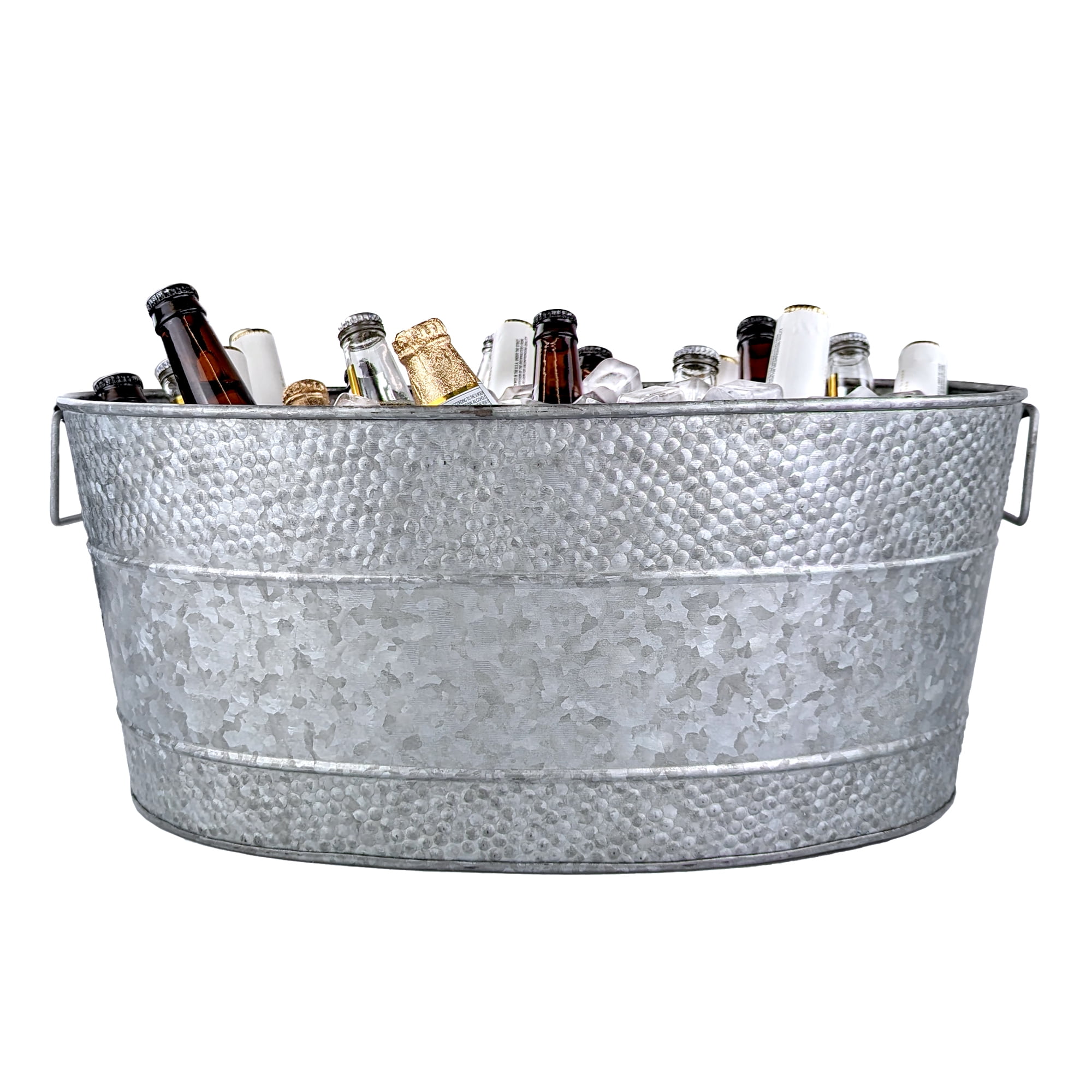 BREKX Aspen Large Beverage Tub Ice Bucket Drink Cooler in Galvanized