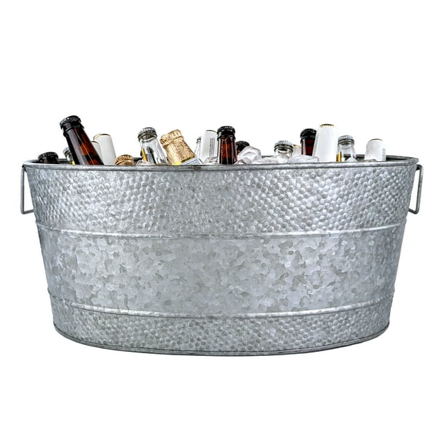 BREKX Aspen Large Beverage Tub Ice Bucket Drink Cooler in Galvanized