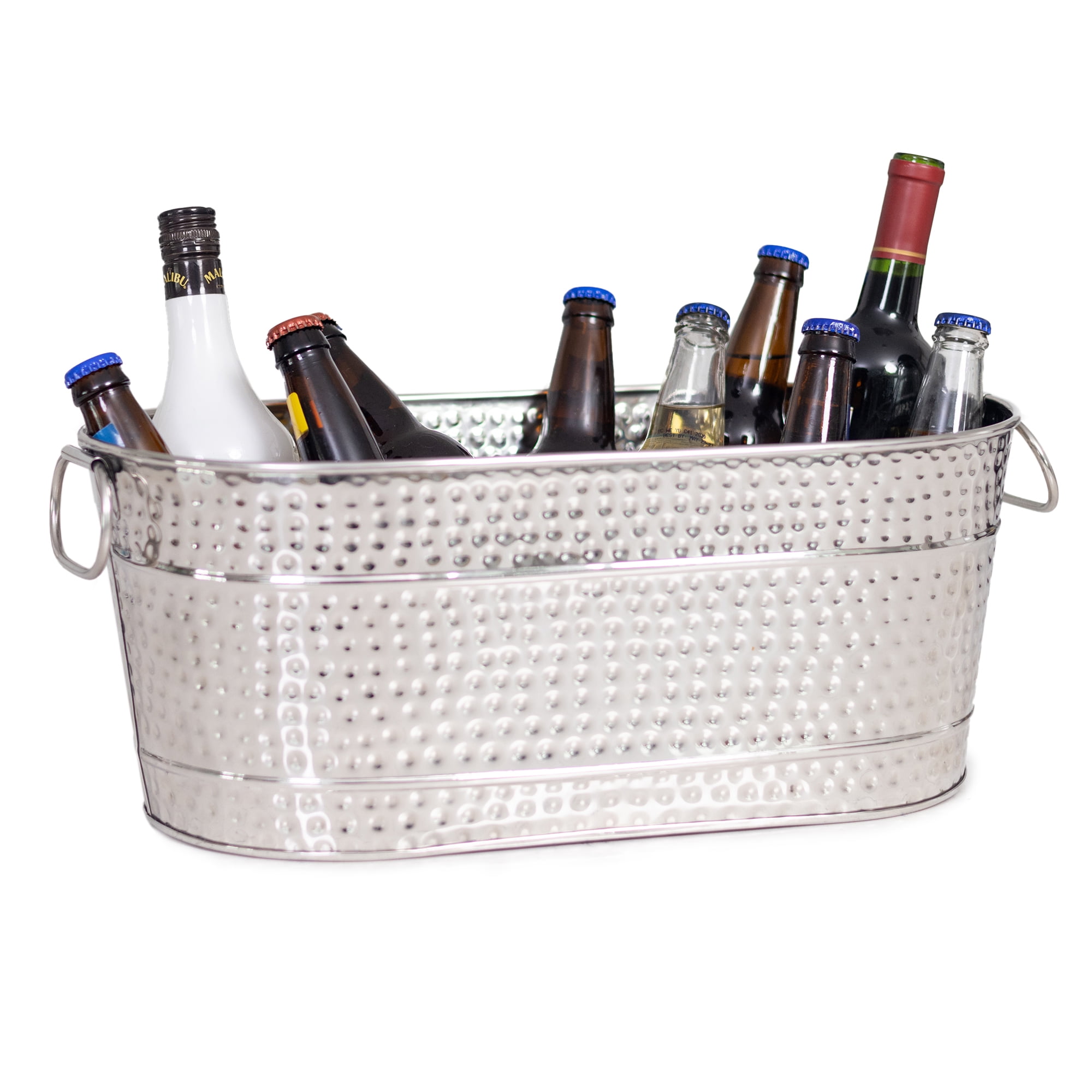 BREKX Colt Beverage Tub Ice Bucket Drink Cooler in Hammered Stainless
