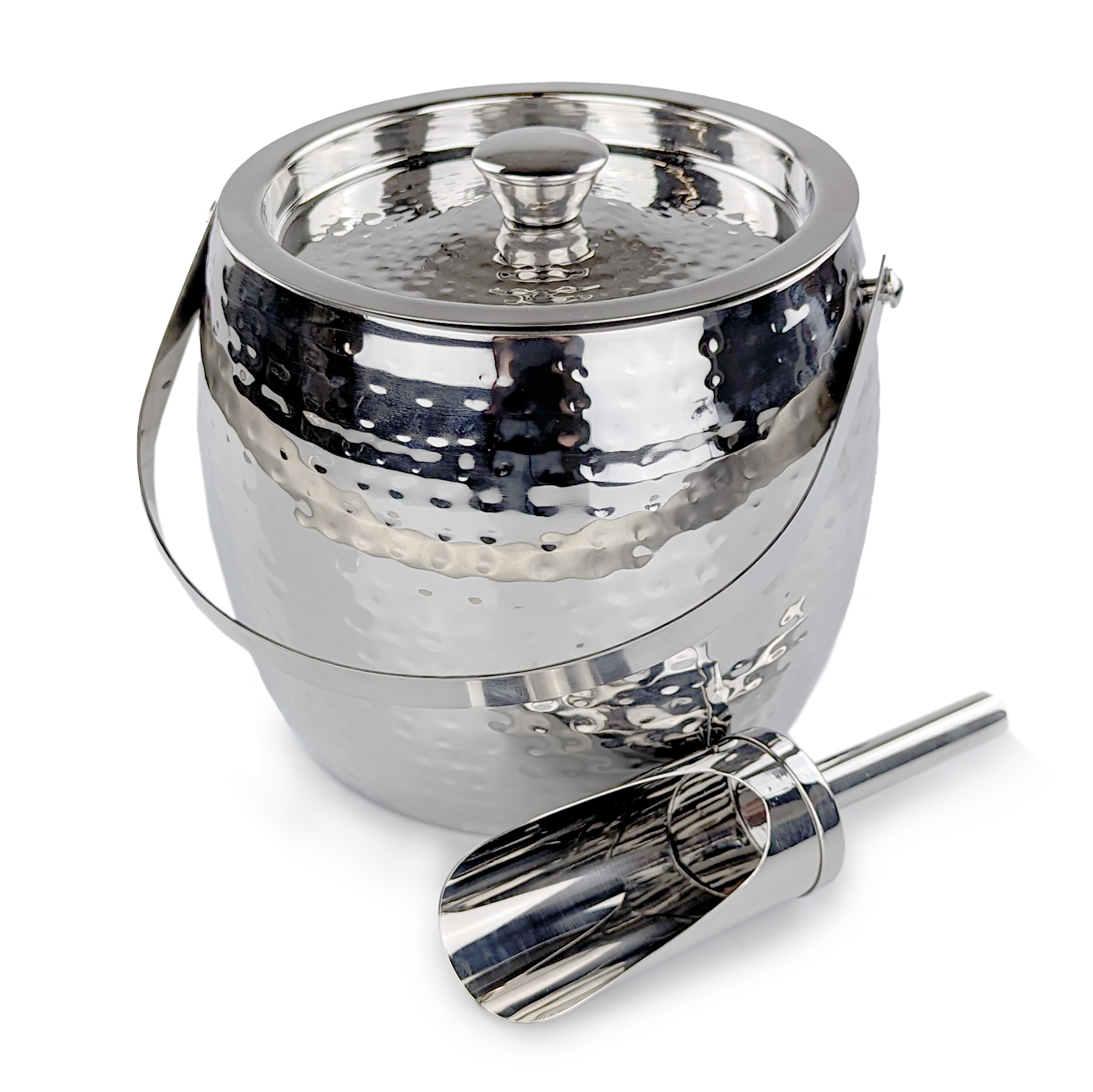 Ice Bucket, 2.5L Double Wall Ice Bucket with Lid, Stainless Steel Ice