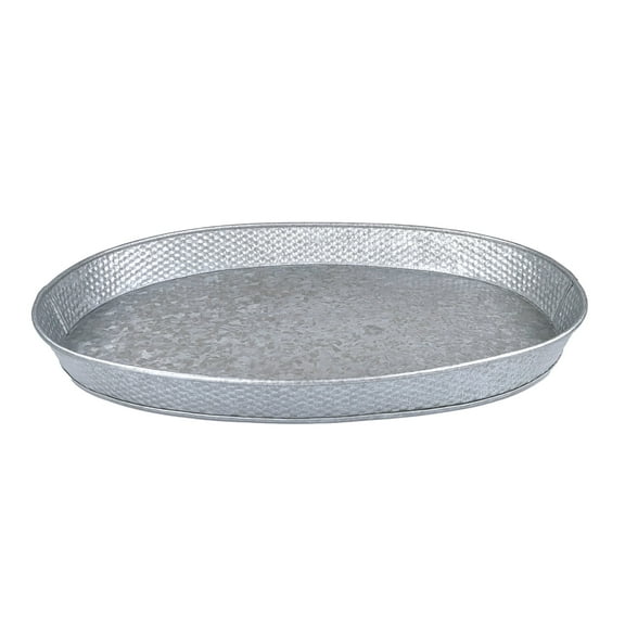 BREKX Kingston Tray Hammered Metal Farmhouse Gray