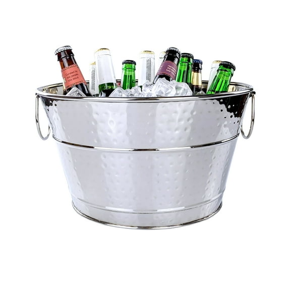 BREKX Old Tavern Round Silver Beverage Tubs, Rustproof