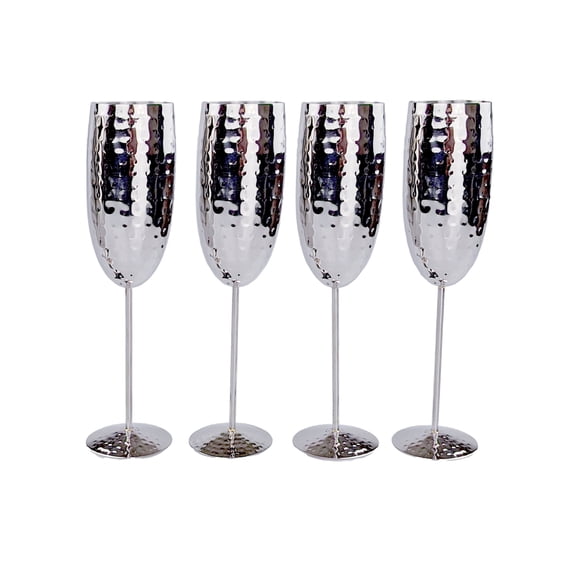 BREKX 10 oz Shatterproof Stainless Steel Champagne Flutes Set of 4