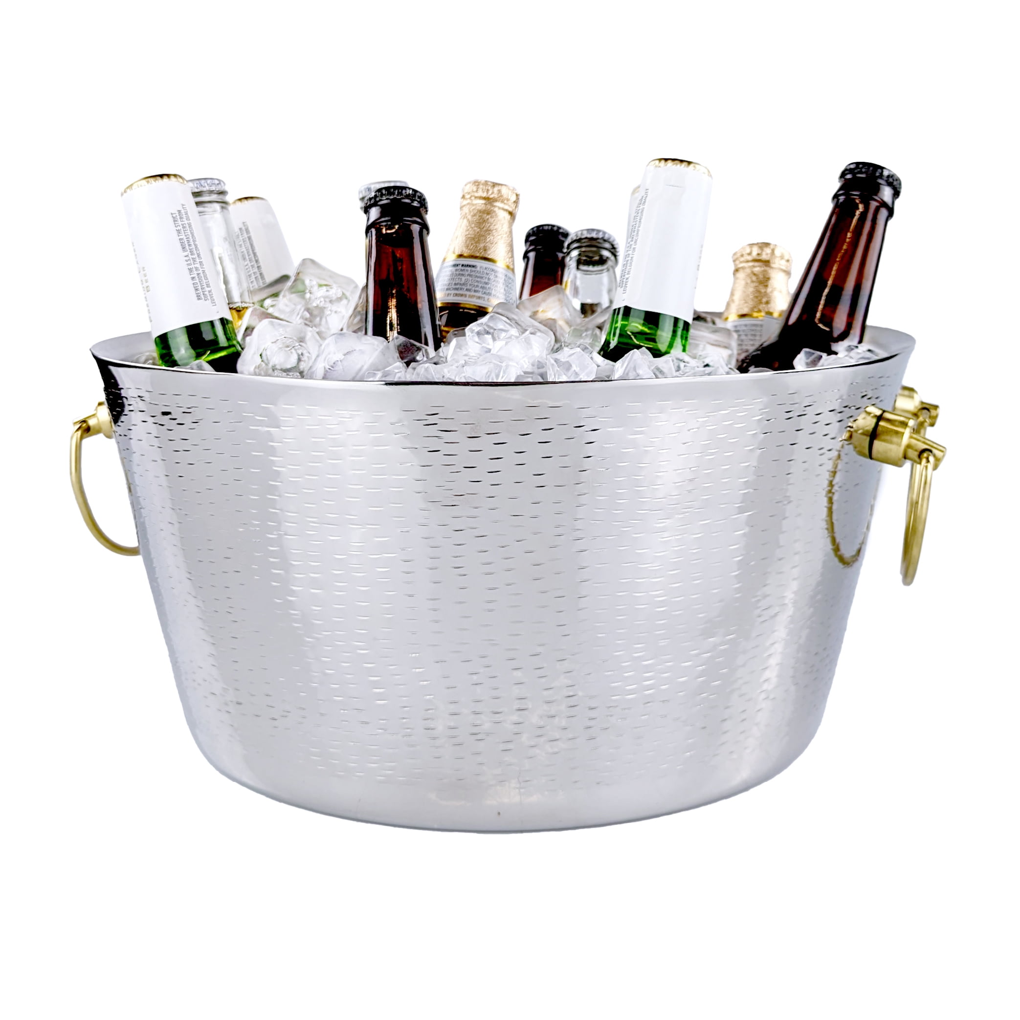BREKX StainlessSteel Beverage Tub, Gold Handles, Insulated Drink Tub