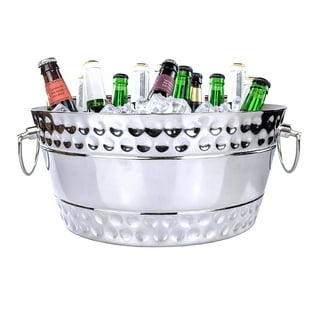 Tablecraft Hammered Pedestal Punch Bowl, Large Silver Stainless Steel, For  Serving Hot and Chilled Cold Drink Beverages, Champagne, Alcohol Cocktails