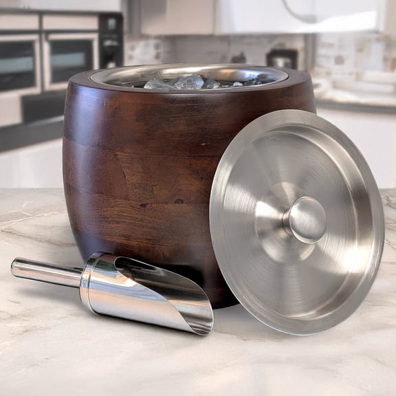 BREKX Mango Wood with Lid and Scoop Ice Buckets