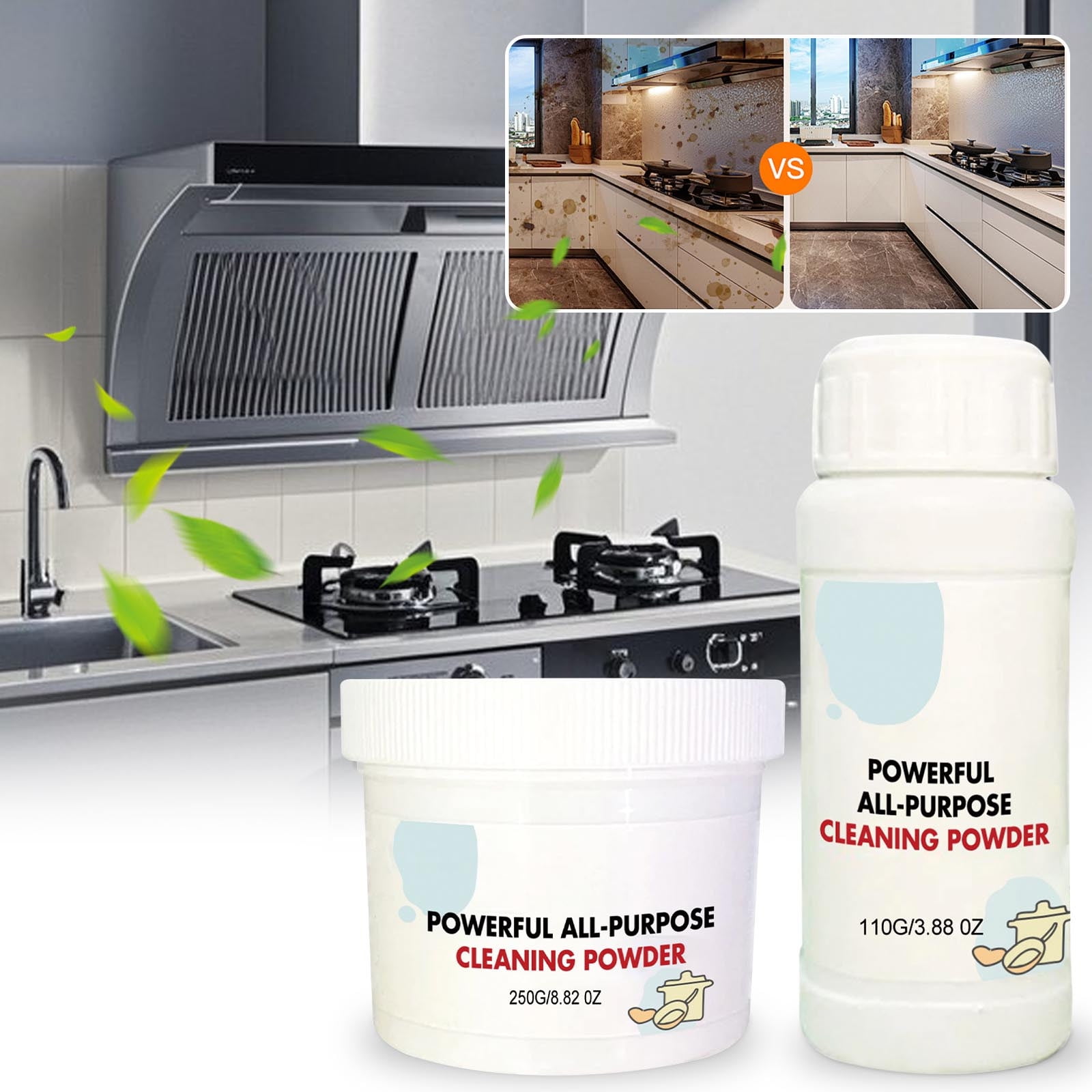 BRELIL 2Pcs Heavy Duty Grease Remover Powder, Multi-Purpose Kitchen ...