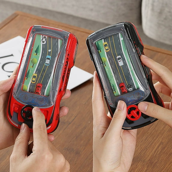 BRELIL 2Pcs Portable Racing Game Console, Handheld Video Game ForKids, Interactive Driving Simulator With Multiple Tracks And Cars, ElectronicToyFor BoysGirlsTravel Car Rides Indoor Play