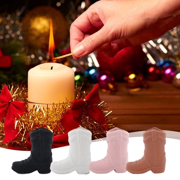 BRELIL 4Pcs Ceramic Boots Match Holder, Cowboy Boot Matchbox Striker, Western Decor Matchstick Container for Bathroom Bedroom Home Fireplace Shelf