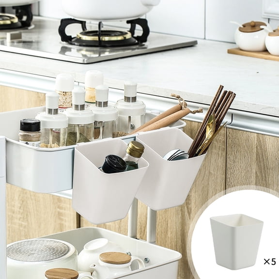 BRELIL 5Pcs Hanging Storage Baskets, Backseat Car Organizer Baskets, Trolley Cup Holders, Small Hanging Pen Holders for Home Office Kitchen Car Desk Organization
