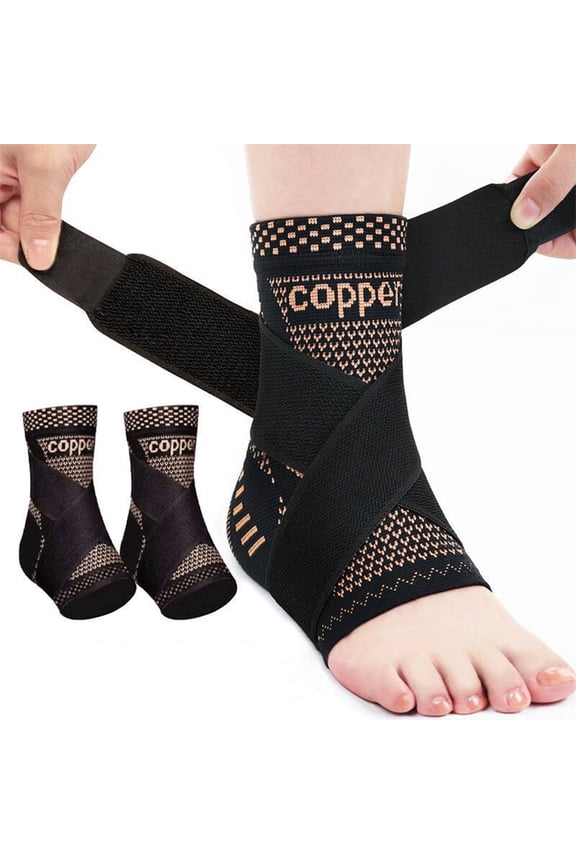 Breathable Copper Ankle Support Sleeve, Compression Sports Brace For Running Gym, Foot Injury Recovery Socks With Copper Fiber, Knitted Nylon Ankle Wrap For Men Women, Pair Of 2 Ankle Braces