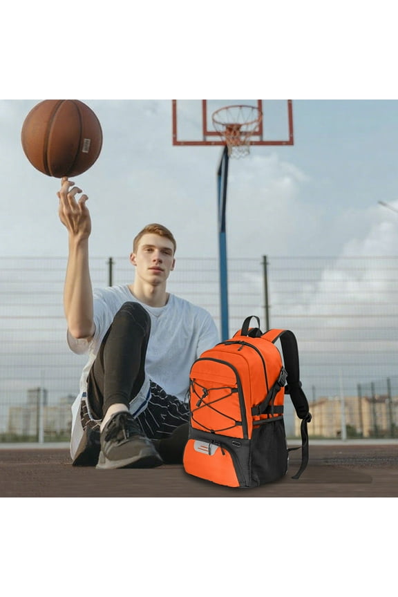 Durable Basketball Backpack, Air Cushion Laptop Backpack for Travel Gym Study, 32L Large Capacity Water Resistant Sports Bag with Shoe Compartment for Men Women Teen Athlete