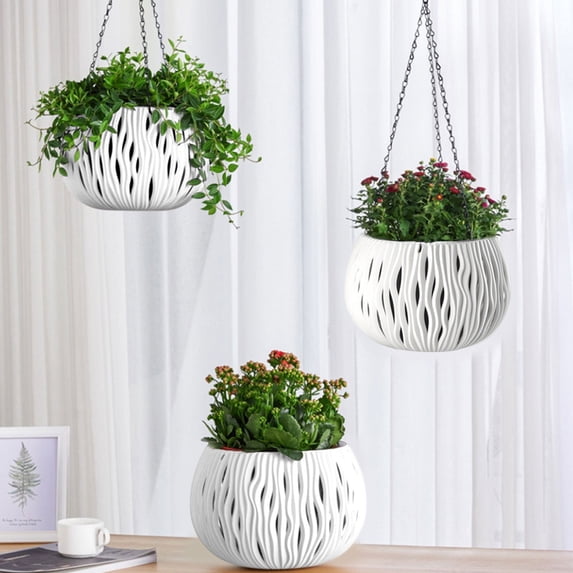 BRELIL Durable Hanging Rattan Basket Planter, Plastic Water Barrier Design for No Rotten Roots, Extra Large 25 Inch Indoor Outdoor Hanging Planter for Patio Garden Balcony Decor