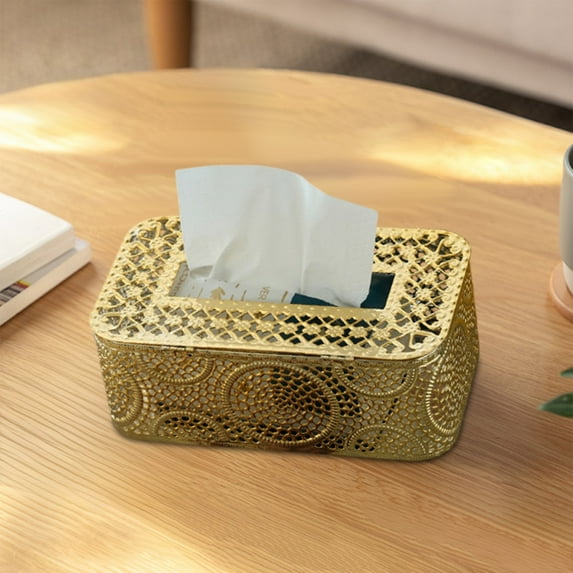 BRELIL Durable Wrought Iron Tissue Box Holder, Decorative Desktop Organizer for Living Room Bedroom Office, Rustic Metal Cardboard Box Cover for Home Decor Bathroom Countertop