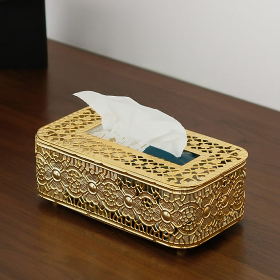 BRELIL Durable Wrought Iron Tissue Box Holder, Decorative Desktop Organizer for Living Room Bedroom Office, Rustic Metal Cardboard Box Cover for Home Decor Bathroom Countertop