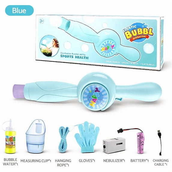 BRELIL Elastic Wand Bubble Machine ForKids, Rechargeable Bubble Blower With Colorful Lights And Music, Little One OutdoorToyFor Summer Beach Party Playtime Backyard Fun