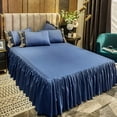 thumbnail image 1 of BRELIL Elegant Lace Bed Skirt, Full Coverage Dust Ruffle Bedskirt, Dirtproof Washable All-Season Bed Cover for Queen King Size Bed, Luxury Bedroom Decor Home Furnishing, 1 of 6