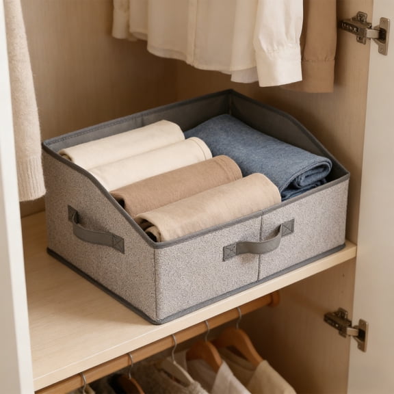 BRELIL Foldable Storage Bins, 24L Large Capacity Trapezoid Organizer, Herringbone Pattern Non-Woven Fabric Bins for Nursery Bedroom Little One Clothes Organizer Socks Belt