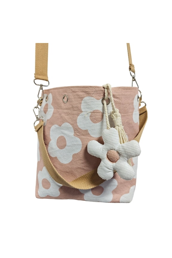 Handmade Crochet Flower Tote Bag, Mesh Knit Shoulder Bag for Women, Boho Crochet Floral Purse for Beach Summer Travel Shopping