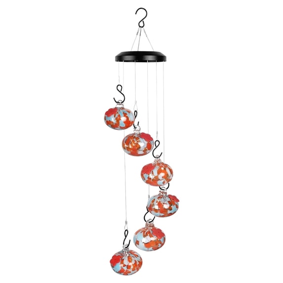 BRELIL Hummingbird Feeders Wind Chimes, Durable Glass Bird Feeder for Outdoors, Decorative Garden Patio Yard Decor with Multiple Feeding Stations, Gift for Mother Day Spring Summer Bird Watching